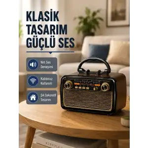 AsilTech Ahşap Dokulu Bluetooth Müzik Kutusu – Vintage LED Tasarımıyla Modern Ses Deneyimi