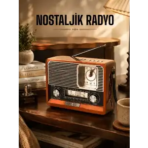 AsilTech Ahşap Görünümlü Retro Bluetooth Radyo USB,AUX Ve SD Kart Girişli