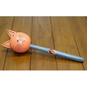 AsilTech Ahşap Kedili Marakas Tekli Model 3