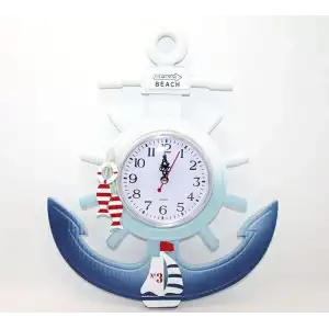 AsilTech Ahşap Marin Dümenli Ve Çapa Tasarımı Saat Model 1