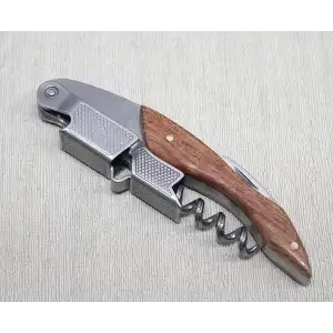 AsilTech Ahşap Paslanmaz Çelik Tirbuşon Açacak