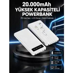 AsilTech Akıllı LCD Ekranlı 20.000mAh Powerbank PD + USB + Type-C Yeni Nesil