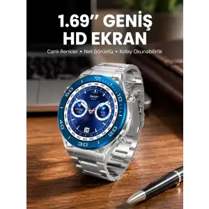 AsilTech Akıllı Saat 1.62 İnç Ultimate Nabız Sensörlü Sesli Görüşme Yapabilen Yeni Nesil
