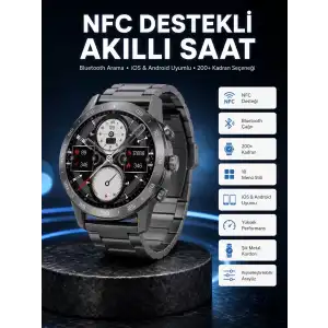 AsilTech Akıllı Saat Çelik Kordon Çağrı Cevaplama Amoled Ekran Titreşimli Uyku ve Sağlık Takibi