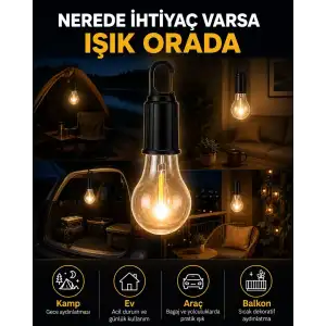 AsilTech Akıllı Sensörlü USB Şarjlı Kamp Lambası