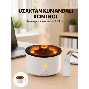 AsilTech Alev Efektli Buhar Makinesi – Aromaterapi, Nemlendirme ve Işık Modlu Tasarım Yeni Nesil