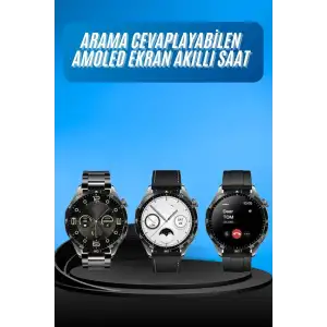 AsilTech Amoled Ekran 3 Kordonlu Akıllı Saat 5.0 Bluetooth Bağlantılı Android ve İOS Uyumlu