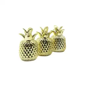AsilTech Ananas Tasarımlı Biblo - Mini Boy - Seramik - Parlak Altın - Dekoratif Süs