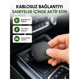 AsilTech Android Auto Kablosuz Adaptör Bluetooth 5.0 ve 5.8GHz WiFi Destekli Yeni Nesil