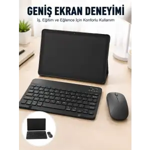 AsilTech Android İşletim Sistemli SIM Kart Girişli Tablet Bluetooth Klavye Mouse Seti Mobil İnternet Destekli