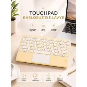 AsilTech Android ve İOS Uyumlu Bluetooth Klavye Touchpad Slim Kablosuz Wifi Q Klavye