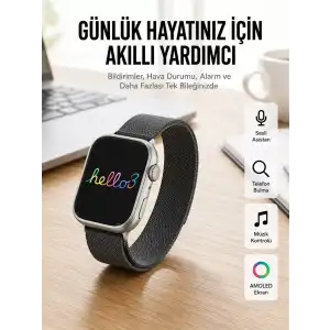AsilTech Android ve İOS Uyumlu Uyku ve Sağlık Takibi Yapabilen 3 Kordonlu Akıllı Saat
