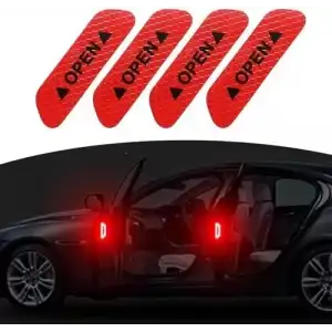AsilTech Araba Kapı Açık Uyarı Reflektörü Etiket Sticker 4lü 9.5x2.5cm Kırmızı