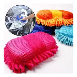 AsilTech Araba Oto Yıkama Mikrofiber Süngeri Çift Taraflı Saçaklı Model 1 Adet