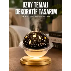 AsilTech Aromaterapi Hava Nemlendirici Gece Lambası Uzay Model Satürn Oda Kokusu