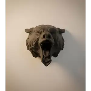 AsilTech Ayı Tasarım Siyah 3D Duvar Heykeli