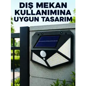 AsilTech Bahçe Balkon Garaj ve Girişler İçin Güneş Enerjili Hareket Sensörlü LED Duvar Lambası