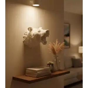 AsilTech Beyaz Renk 3D Ayı Başı Duvar Dekoru