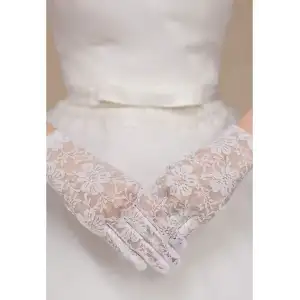 AsilTech Beyaz Renk Kısa Dantelli Eldiven