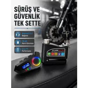 AsilTech Bluetooth 5.4 İntercom ve Alarmlı Disk Kilidi Seti Güçlü Ses ve Güvenlik