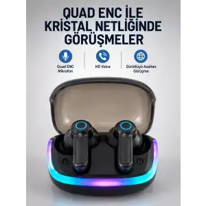 AsilTech Bluetooth 5.4 Kablosuz KulaklıkQuad ENC Mikrofonlu TWS Kulaklık