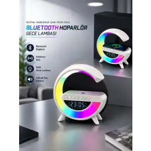 AsilTech Bluetooth Hoparlör 15W Kablosuz Hızlı Şarj LED Gece Lambası