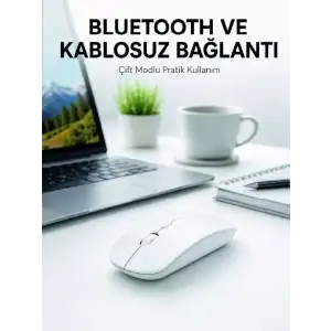 AsilTech Bluetooth Kablosuz Wireless Mouse Şarjlı Sessiz Ergonomik 5000 DPI Fare