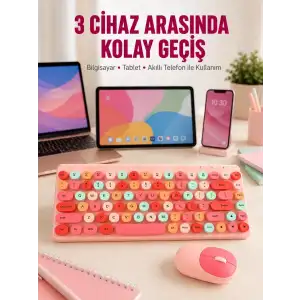 AsilTech Bluetooth Klavye ve Mouse Kombinasyonu – USB Alıcılı, Kompakt, Uzun Ömürlü Yeni Nesil