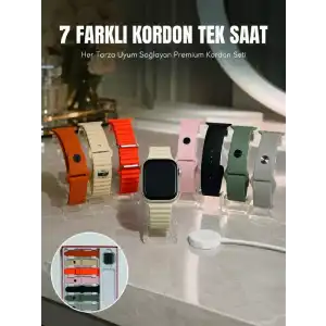 AsilTech Bluetooth Konuşmalı Akıllı Saat 7 Farklı Kordonlu iOS ve Android Uyumlu Akıllı Kol Saati