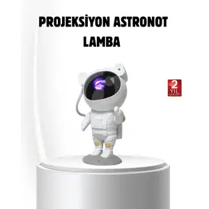 AsilTech Bluetooth Müzikli Astronot Projeksiyon Lambası Yıldız ve Ay Efektli