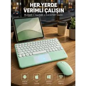 AsilTech Bluetooth Touchpad Klavye Ultra İnce Taşınabilir Q Klavye Yeni Nesil
