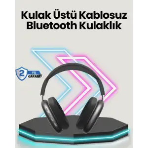 AsilTech Bluetooth V5.0 Kablosuz Kulak Üstü Kulaklık | Katlanabilir, Mikro USB Girişli
