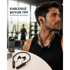 AsilTech Boyun Tipi Kablosuz Bluetooth Kulaklık Uzun Pil Ömrü Mikrofonlu