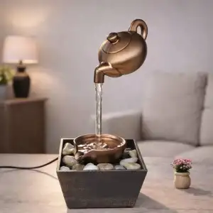 AsilTech Bronz Demlik Tasarımlı Dekoratif Su Şelalesi