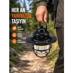 AsilTech Çam Kozalağı Şekilli Retro Kamp Gece Lambası