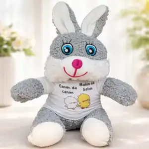 AsilTech Canım Da Canım Balım Da Balım Tişörtlü Sevimli Peluş Tavşan