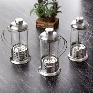 AsilTech Çelik Kulplu Cam French Press - 350 ml