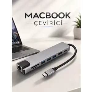AsilTech Çevirici Dönüştürücü Adaptör Macbook 3 In 1 Type-C To Hdmı USB 3.0