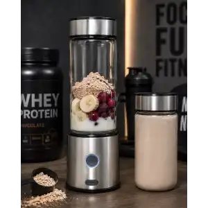 AsilTech Çift Hazneli Cam Blender USB Şarjlı Smoothie ve Buz Kırıcı Blender