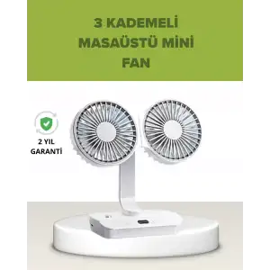 AsilTech Çift Kafalı Masaüstü ve Duvar Tipi Sessiz USB Şarjlı Fan