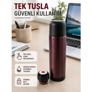 AsilTech Çift Katmanlı Vakumlu Termos Ofis Araç Kamp İçin Paslanmaz Çelik Termos