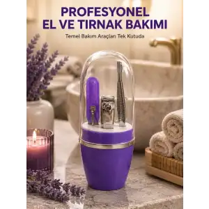 AsilTech Çok Amaçlı Mor Manikür Bakım Seti Kompakt Bakım Çantası