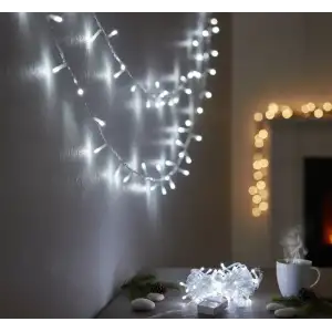 AsilTech Damla Uçlu Beyaz Işık Şeffaf Kablo  10m 100 Led