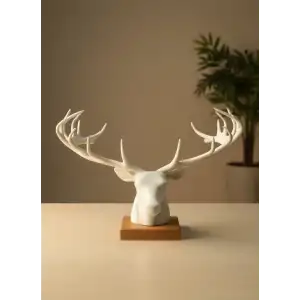 AsilTech Dekoratif Geyik Başı Heykel 25 cm Modern Minimal Tasarım
