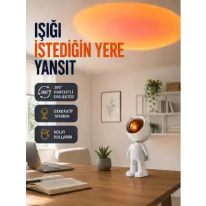 AsilTech Dekoratif Gün Batımı Işığı – Astronot Figürlü Yeni Nesil