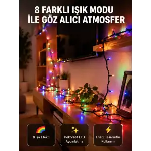 AsilTech Dekoratif Peri Led 5 m 50 Ampullü Şeffaf Kablo Aydınlatma Yeni Nesil