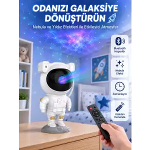 AsilTech Dekoratif ve Fonksiyonel Astronot Projeksiyon Aydınlatma