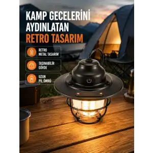 AsilTech Dekoratif ve Fonksiyonel Taşınabilir Kamp Gece Lambası