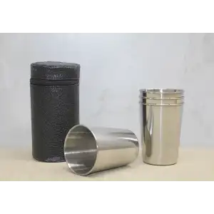 AsilTech Deri Kılıflı 4lü Shot Bardak
