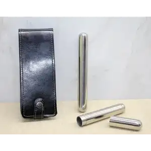 AsilTech Deri Kılıflı İkili Paslanmaz Çelik Puro Tüpü